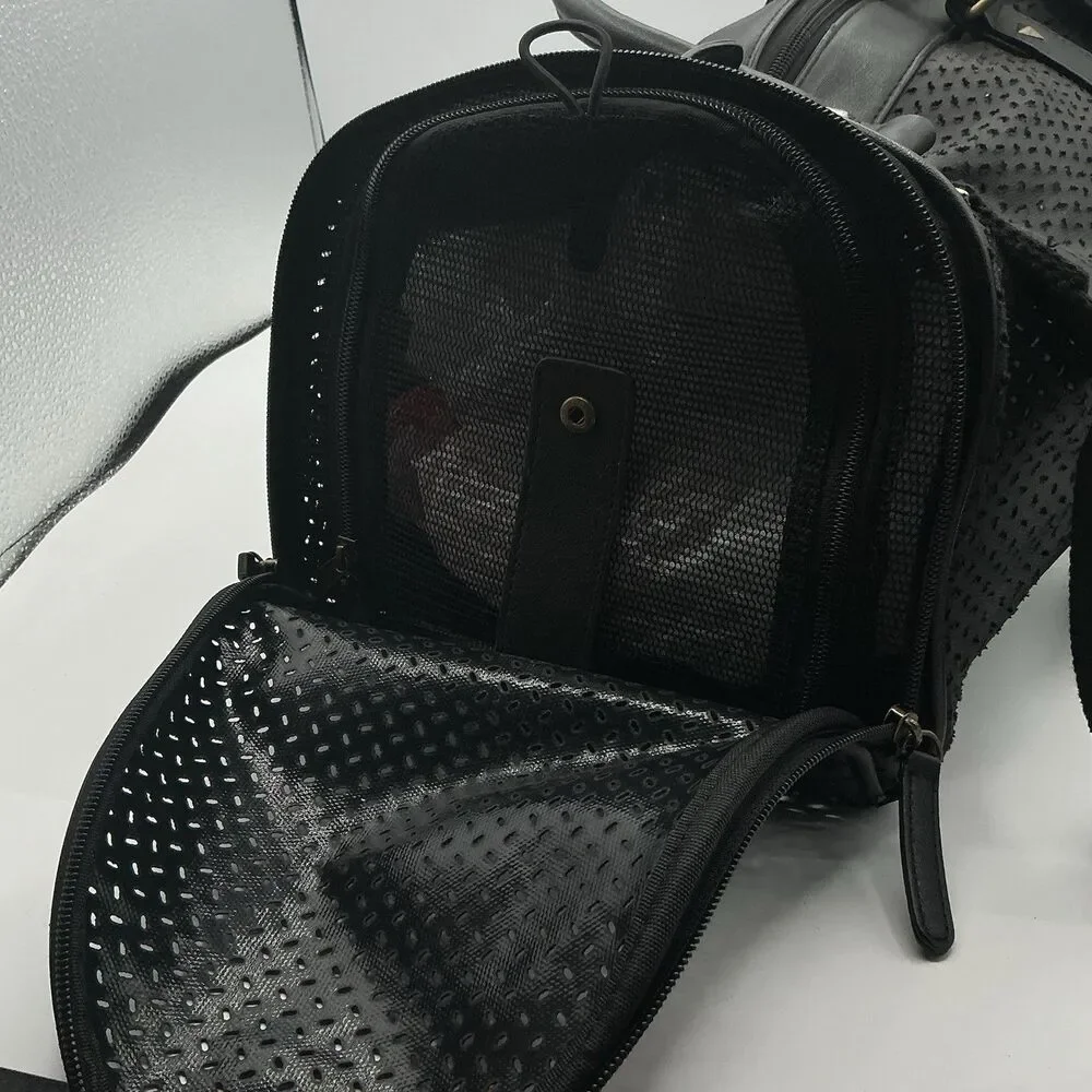 Black Pet Carrier Duffel Bag - Stylish Travel Carrier for Small Dogs